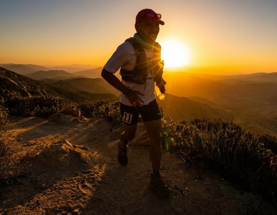 Andy trail running at sunset